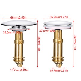 Bathroom Pop up Drain Brass Bathtub Plug Replacement Bath Pop Up Waste Plug Seal Bathroom Tub Drain Drainer Strainer - 66mm