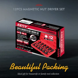 HORUSDY 12-Piece Magnetic Nut Driver Set, Metric & Imperial Size, Impact Socket Drill Bit Adaptor 1/4" Hex Shank Heavy Duty with Storage Case