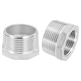 sourcing map 2Pcs 1-1/4" Male to 1" Female NPT 304 Stainless Steel Reducer Hex Bushing, Reducing Cast Pipe Adapter Fitting for Industrial, Oil/Gas, Water, HVAC, and Plumbing Systems