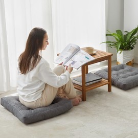 SM-XLHN Meditation Floor Pillow Set of 2, Large Square Floor Pillows for Adults, Comfortable & Durable for Yoga, Meditation, Relaxation, and Long Sitting Sessions Dark Grey, 22 x 22 Inch