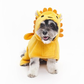 Barkbox Dog Bathrobe Fast Drying with Hook and Loop Closure & Wrap Tie Snuggle, Cute Dogs Clothes, Easy to Clean, Machine Washable, Dog Coats and Tumble Dry Low - Lion, Small