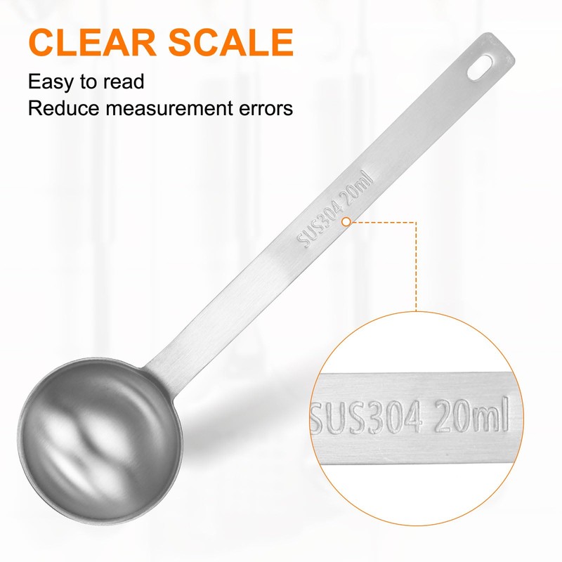sourcing map 2pcs Single Measuring Spoon 4tsp (1-1/3tbsp, 20ml) Teaspoon/Tablespoon