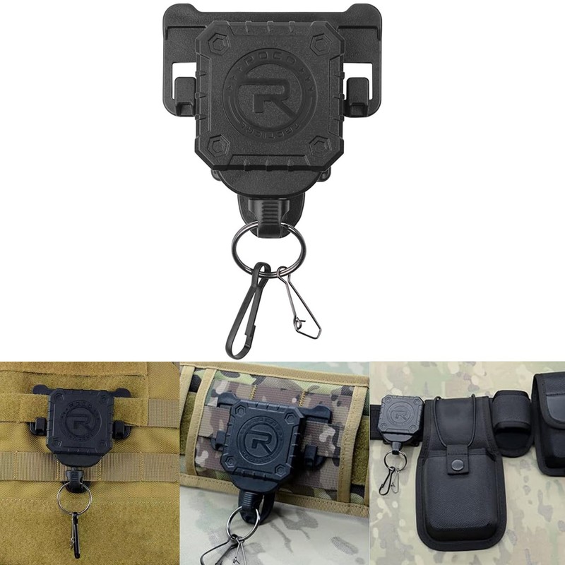 Military Tactical Gear Retractor, Molle Tactical Gear Tether, and a