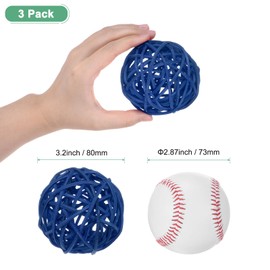 M METERXITY 3-Pack Wicker Rattan Balls 80mm/3.1 Inch Decorative Rattan Balls Orbs Vase Fillers Bowl Fillers for Christmas/Weddings/Thanksgiving/DIY Crafts/Home Decor [Blue]
