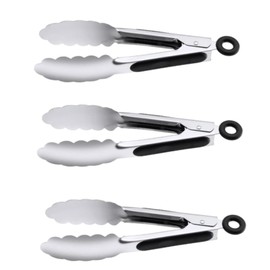 DACUAN 7" Small Kitchen Tongs Set of 3, Stainless Steel Ice Tongs Food Tongs, Mini Serving Tongs for Appetizers, Salad, Buffet