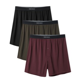 DAVID ARCHY Mens Boxer Shorts Underwear Quick Dry Breathable Mens Boxers Moisture Wicking Boxers for Men 3 Pack(L,Olive Green/Black/Grape Purple)