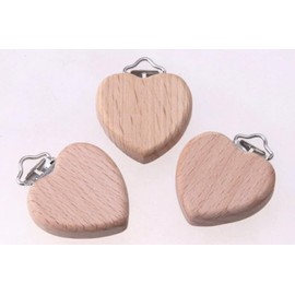 Annlpoy 6pcs schnullerclip holz Natur, Holzclip Für Schnullerkette Verschluss, Natürliche Holzclips für Schnullerketten, Baby Nuckelclip mit Tiermotiven, Metallverschluss, Sicher und Ungiftig