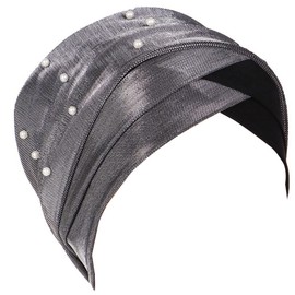 YOFASEN Women's Beanie Hat - Muslim Hat Hair Cover Hijabs Turban Bandanas Beanie Hat Headscarf for Hair Loss Chemo Long Short Hair Beauty Headwear, grey black