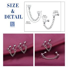 Yumilok Necklaces Heart Men's Women's Stud Earrings Stainless Steel Earrings for Men Women Stud Earrings Piercing Cartilage Helix Tragus, Stainless Steel