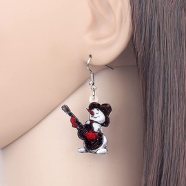NEWEI Cute Acrylic Cartoon Christmas Snowman Earrings Drop Dangle Decoration Costumes Jewelry For Women Gift New Year (Brown)