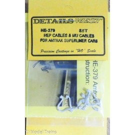 Details West HO #379 HEP Cables & MU Cables for Amtrak Supperliner Cars