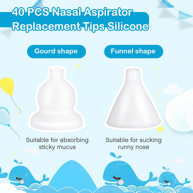 Fabbay 40 Pcs Nasal Aspirator Replacement Tips Silicone Tips for