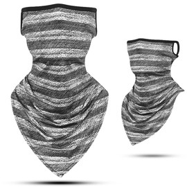 Andeor Face Cover, Face Mask, Summer, UPF 50+ Certified, -5° Cool Contact, 360° Protection, Sweat Absorbent, Quick Drying, Neck Cover, Neck Guard, Sun Protection, stripe-light grey