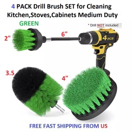 SHYN ABRASIVES 4 PACK Drill Brush SET for Cleaning Kitchen,Stoves