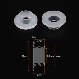 sourcing map 10pcs Flanged Sleeve Bearings 8.2mm Bore 10mm OD 6mm Length Nylon Bushings for Shaft, White
