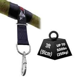 BULL DOZA FIGHT WEAR Boxing Punch Bag Strap/Sling – Heavy Duty Bag Hanger with 9mm Steel Screw Lock Carabiner - 500lbs Bag Holding Capacity Strap Mount Black 3 Sizes