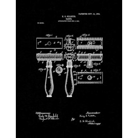 Gillette Razor Patent Print Black Matte (20" x 24") M10878