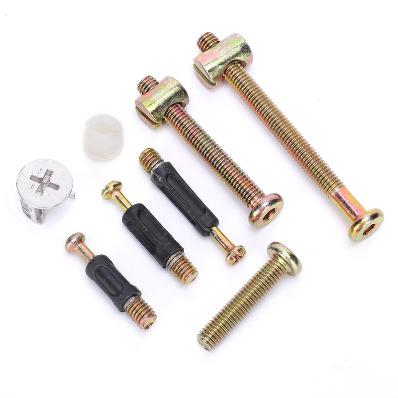 125Pcs Furniture Hardware Screw PreInserted Nut Eccentric Wheel 3in1 Connecting