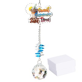 Summer Crystal Suncatcher for Windows Rainbow Maker Hanging Prism Ornament, Sunlight Catcher for Home and Garden Decor, Perfect Summer Gift for Mom Friends or Grandma