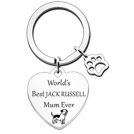 JETTOP Jack Russell World's Best Mum Gifts Dog Mum Jack Russell Mum Keychain Friend Funny Gift for Birthday Christmas, Jack Russell Keyring