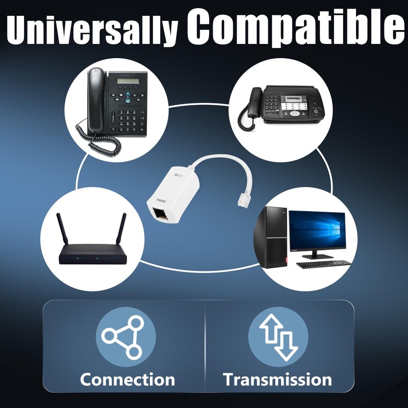 Uvital DSL Filter for Landline Phone, 2 Pack DSL Modem