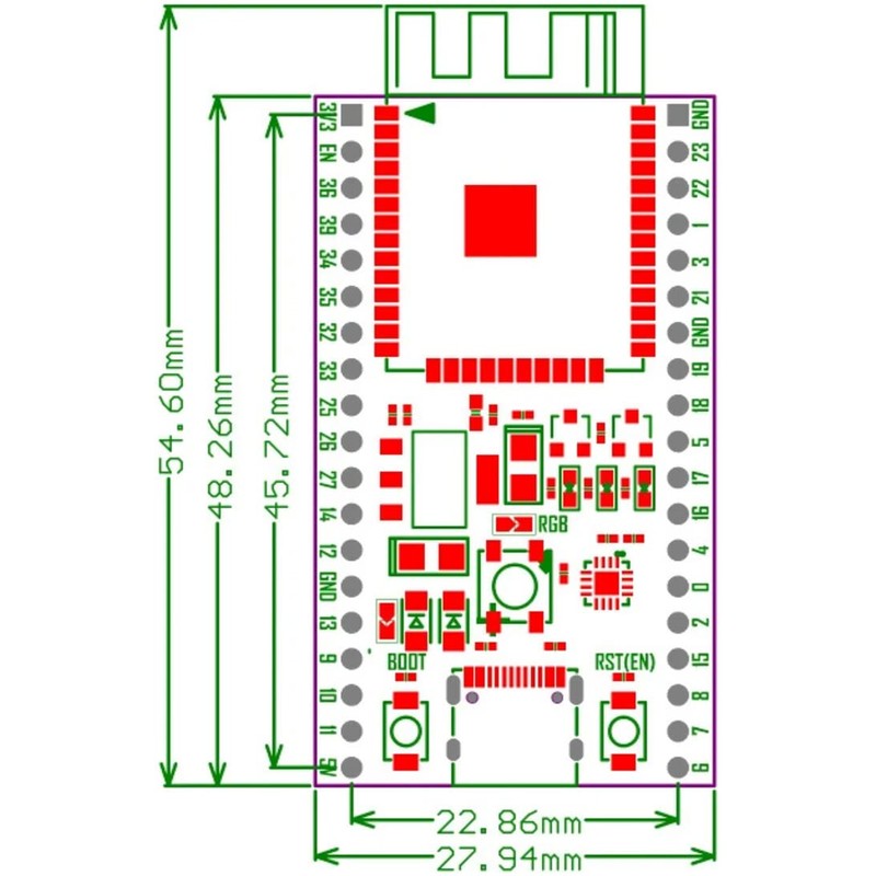 ESP32-WROOM-32E Board, WiFi, Bluetooth, USB Type C, PCB Antenna (2