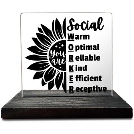 Social Worker Desk Sign Decor Funny Positive Inspirational Office Desk Accessories Gifts for Women, Coworker, Social Worker, 4"x 4.7", Acrylic Decorative Signs (GBA19)