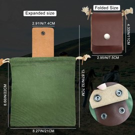 ISIKUKU Canvas fruit picking bag, shell collection bag, seed collection bag, parts bag, outdoor storage pouch (green)