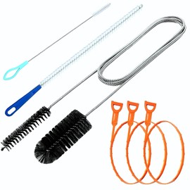 Drain Cleaning Brush, 79In Nylon Cleaner Double Ended Drain Brush Pipe Cleaning Set, Straw Cleaner Brush, Drain Snake, Tube Cleaning Brush for Bathroom Shower Kitchen Plug Hole (6 Pcs)