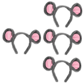 Beavorty 4pcs Plush Mouse Ears Headband Cartoon Animal Ear Hair Accessories for Costume Parties Cosplay Festival Hair Hoop for Women