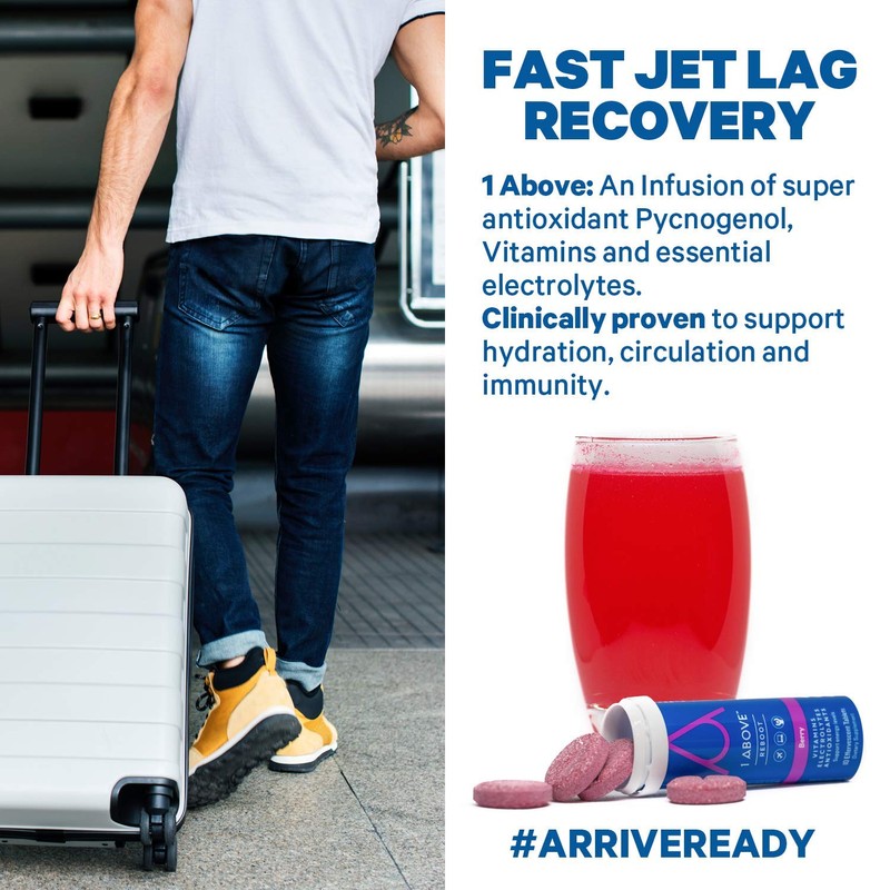 1Above Jet Lag Relief Tablets - Berry-Flavored Effervescent Multivitamin with