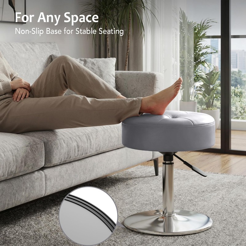 Youtanic Vanity Stool with Adjustable Height, 360°Swivel Ottoman Chair for