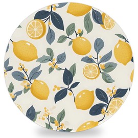 Eizlang Coasters for Drinks Absorbing Round Ceramic Stone Coaster with Cork Base Tabletop Protection Mat for Mugs and Cups (1 Piece), KitchenFruit - Lemon