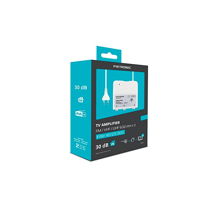 Metronic White Indoor Amplifier VHF UHF with 4G Filter 332176