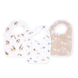 aden + anais safari dreams 3-pack organic bibs muslin cotton snap bibs 3-piece set bibs meal baby baby gift baby baby gift baby shower gift