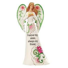 Collections Etc Floral Tabletop Angel Figurine with Sentiment Saying