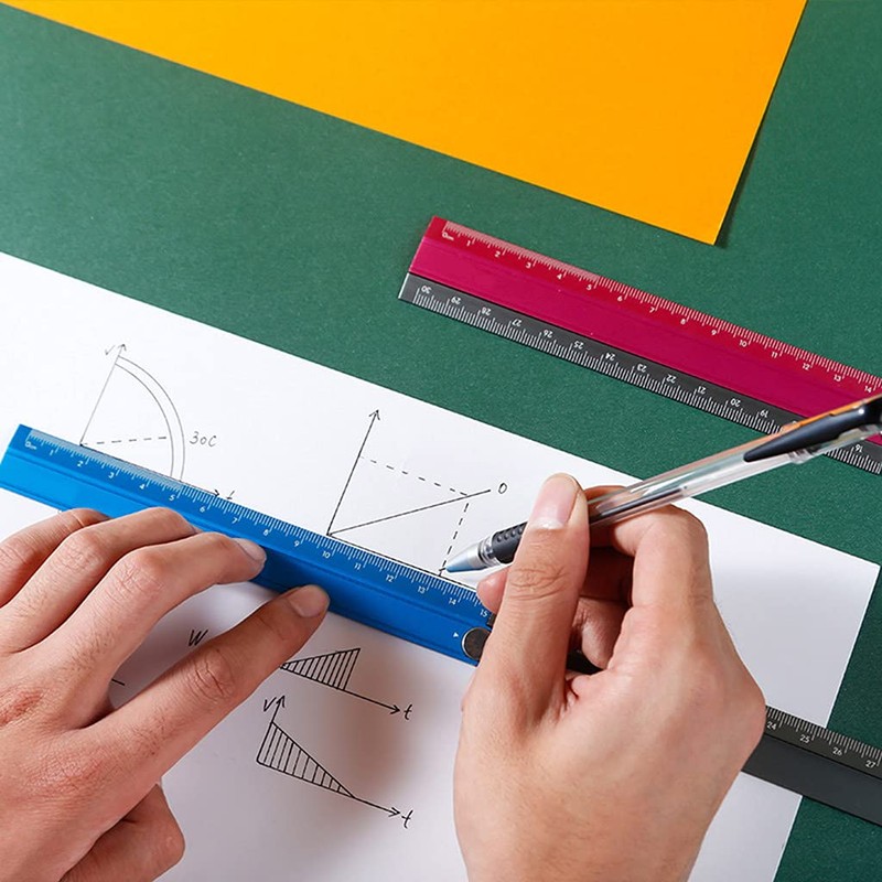 MISUVRSE Aluminum Alloy Foldable Ruler Simple Folding Metal Stationery Rule