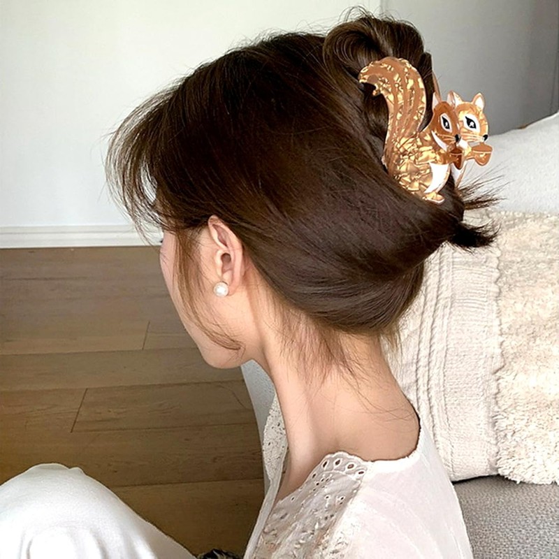 Unique Animal Claw Clip Cute Squirrel Shape Hair Clips Acetate