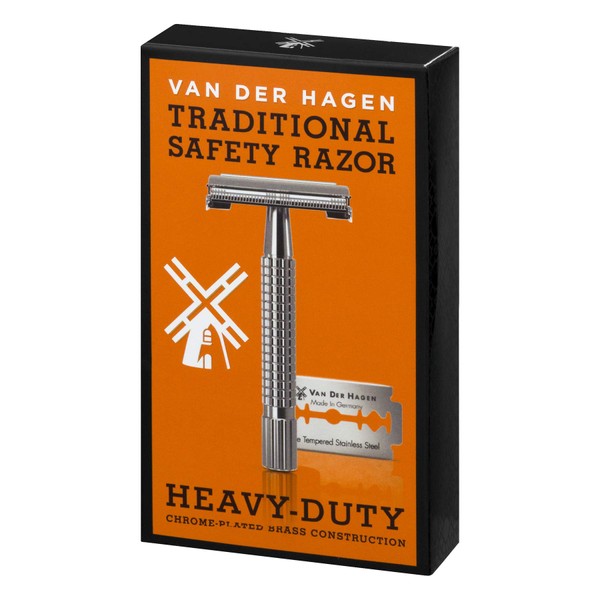 Van Der Hagen® Men’s Traditional Safety Razor Kit (includes 5 blades), Chrome