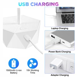 Fly Fans for Tables Rechargeable Fly Repellent Fans for Indoor Outdoor Keep Flies Away, Flies Spinner Table Top with Holographic Blades, Bug Traps for Picnic, Party, BBQ (White, 3Packs)