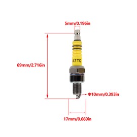PowerMotor Spark Plug Yellow M10 A7TC Fit Replacement for 50cc 70cc 90cc 110cc 125cc 150cc ATV Dirt Bikes Go Karts Scooters Quad(4psc)