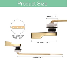 sourcing map Toilet Handle Replacement Kit, Universal Front Mount Toilet Handle Lever Side Mount Toilet Flush Handle Toilet Trip Lever, Gold