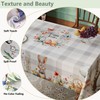 Esmorah Easter Tablecloth Rectangle 60x102 Inch, Grey Plaid Bunny Happy