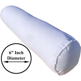 Pillowflex Bolster Pillow - 6x32 - Plush Polyester-Filled Insert for Decorative Shams - Odorless, Lint and Dust-Free Polyester Filling, No Lumps, Poly-Cotton Shell for Decorative Shams (White, Round)