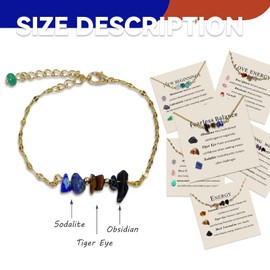 ShF1djx Healing Crystal Beaded Adjustable Bracelets unique gifts for mom,Natural Crystal jewelry and healing stones new beginnings gifts for women.