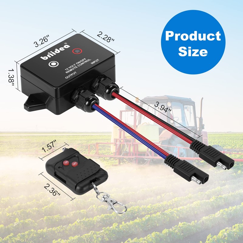 Briidea 12 Volt Wireless Remote Control Switch for Agricultural Sprayers,