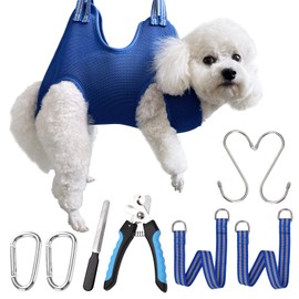 OVTEXZOG Dog Grooming Hammock Hanging Harness for Small Dogs, Dog Sling for Nail Clipping/Trimming,Dog Hammock Restraint Bag with Nail Clippers,Dog Cutting Hammock,Pet Grooming Supplies Kit for Claw Care