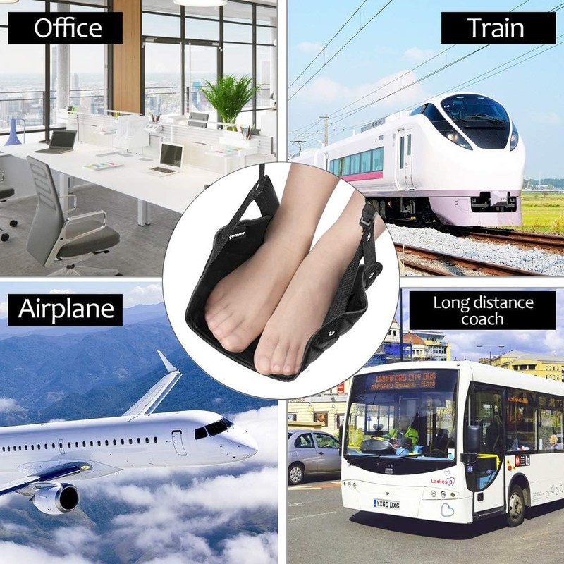 Aieve Airplane Footrest (Memory Foam), Portable Travel Foot Hammock -