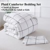 Andency White Grid Comforter Set Queen(90x90Inch), 3 Pieces (1 Plaid