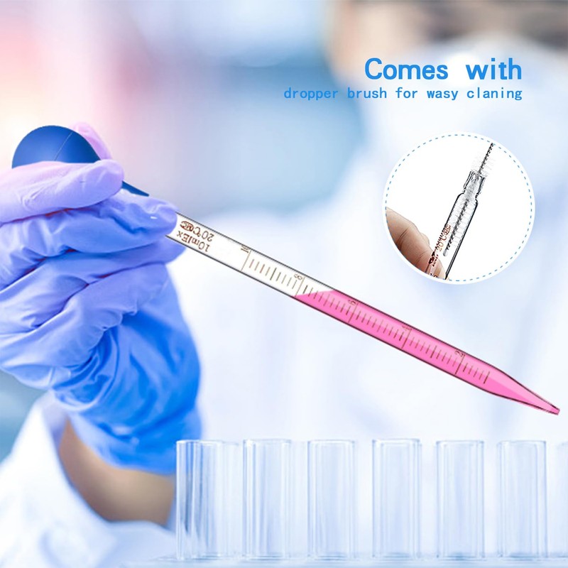 Droppers 10ml Pipettes Glass Graduated Dropper Lab Pipette Liquid Pipette